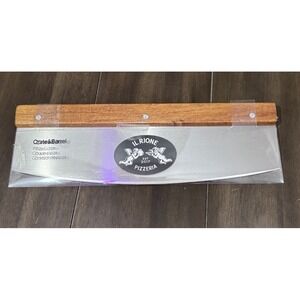 Crate & Barrel Mezzaluna 15" Pizza Stainless Cutter Soft Grip Rubber Handle